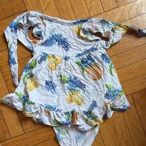 Posh Peanut Floral Ruffle Dress - Blue, Yellow, Orange